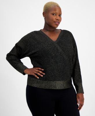 JM Collection - Plus Size Metallic Wrap Seater