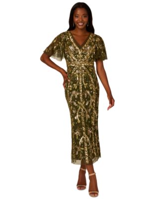 Adrianna Papell - Petite Sequinned Embroidered Evening Gown