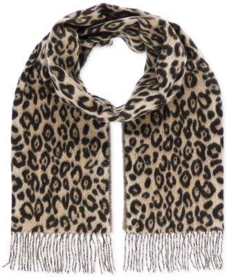 FRAAS - Women's Leopard-Print Fringe-Trim Scarf