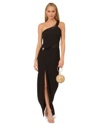 Adrianna by Adrianna Papell - Women's Asymmetric Sequin Trim Sleeveless Gown