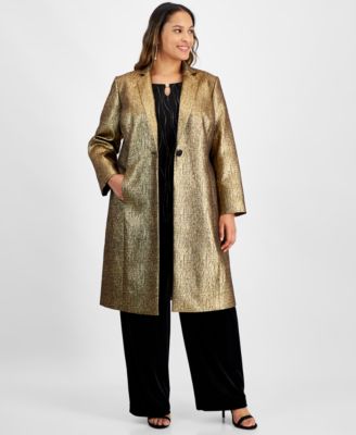 Kasper - Plus Size Metallic Textured Coat