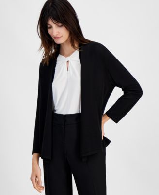 Kasper - Women's Solid Soft-Edge A-Line Cardigan Sweater