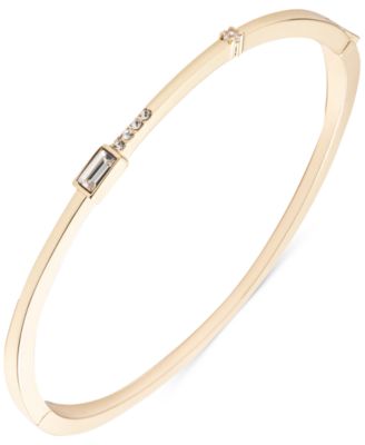 Emily in Paris - Gold-Tone Pav&eacute; & Baguette Cubic Zirconia Thin Bangle Bracelet