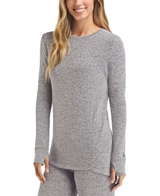 Cuddl Duds - Petite SoftKnit Crewneck Thumbhole-Cuff Top