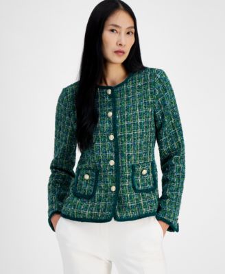 Tahari ASL - Women's Boucl&eacute; Round-Neck Jacket