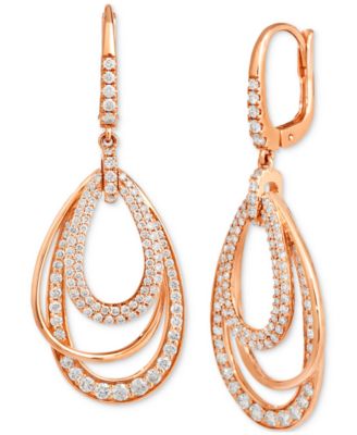 Le Vian - Nude Diamond Multi Layered Teardrop Orbital Drop Earrings (1-1/2 ct. t.w.) in 14k Rose Gold