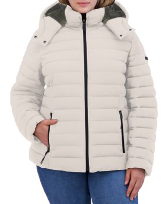 Nautica - Plus Size Faux-Fur-Trim Hooded Packable Puffer Coat