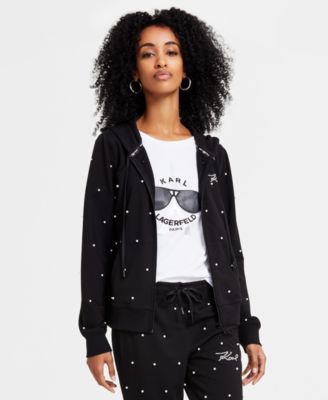 KARL LAGERFELD PARIS - Women's Embellished Zip Hoodie