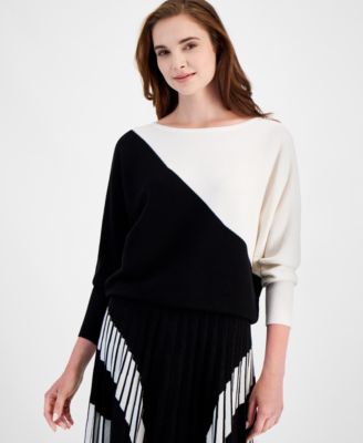 T Tahari - Women's Wide-Crewneck Dolman-Sleeve Sweater