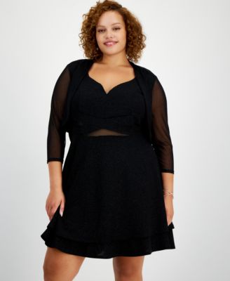 City Studios - Trendy Plus Size Glitter Open-Front Shrug