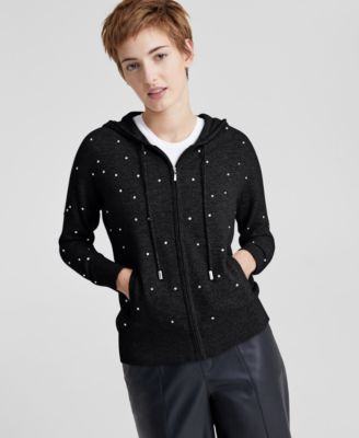 Charter Club - Women's Embellished Long-Sleeve Hooded Cashmere Sweater