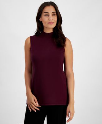 JM Collection - Petite Sleeveless Mock Neck Sweater