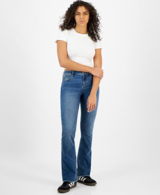 Rewash - Juniors' Mid Rise Booty-Shaping Bootcut Jeans