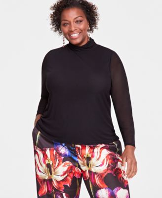 I.N.C. International Concepts - Plus Size Mesh Turtleneck