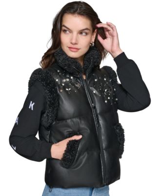KARL LAGERFELD PARIS - Women's Signature Faux-Leather Vest