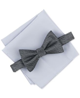Alfani - Men's Earl Textured Bow Tie & Solid Pocket Square Set