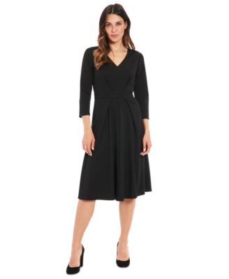 London Times - Petite Topstitched 3/4-Sleeve Dress