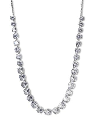 Eliot Danori - Silver-Tone Cubic Zirconia Adjustable Collar Slider Necklace 14"-17", Created for Macy's