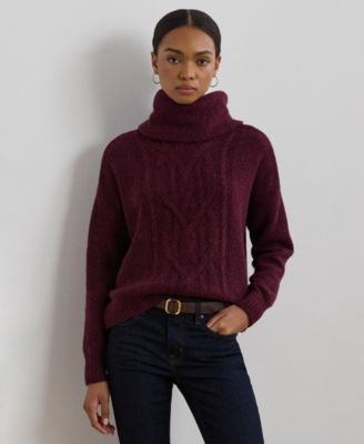 Lauren Ralph Lauren - Women's Aran-Knit Wool-Blend Turtleneck Sweater