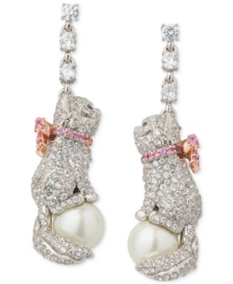 kate spade new york - Two-Tone Pav&eacute; & Imitation Pearl Pawlina Linear Drop Earrings