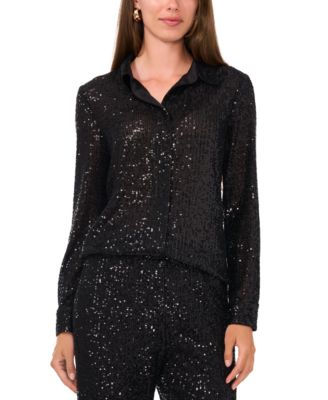 Vince Camuto - Women's Sequined Button-Front Shirt