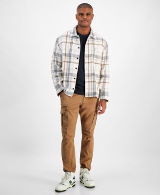 Sun + Stone - Men's August Long Sleeve Button-Front Plaid Overshirt