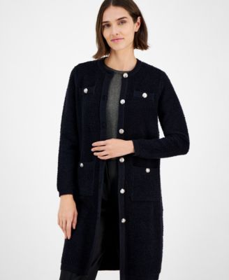 Anne Klein - Women's Round-Neck Long-Sleeve Cardigan Jacket