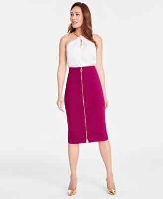 I.N.C. International Concepts - Women's Pont&eacute;-Knit Zip-Front Pencil Skirt