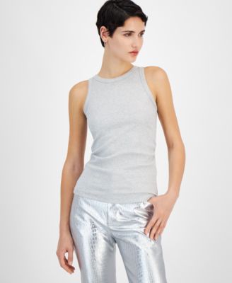 BOSS Orange - Women's Metallic Ribbed Round-Neck Tank Top