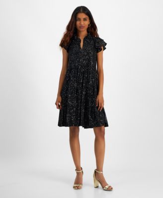 Robbie Bee - Petite Sequined Tiered A-Line Dress