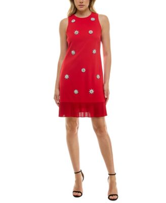 Taylor - Women's Embellished Ruffle-Hem Shift Dress