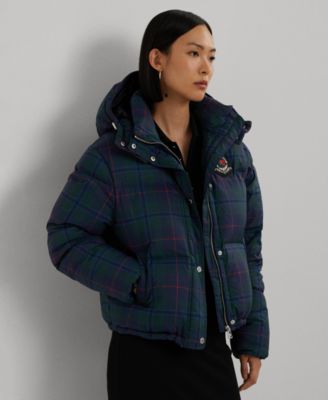 Lauren Ralph Lauren - Women's Plaid Beaded-Crest Down Coat
