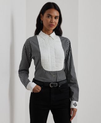 Lauren Ralph Lauren - Women's Striped Bib-Front Broadcloth Shirt