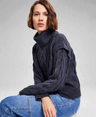 And Now This - Women's Cable-Knit Turtleneck Sweater
