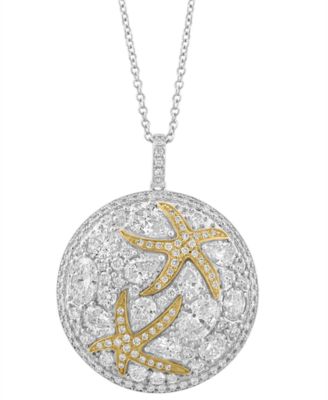 EFFY Collection - Lab Grown Diamond Mixed-Cut Starfish 18" Pendant Necklace (3-1/2 ct. t.w.) in 14k Two-Tone Gold