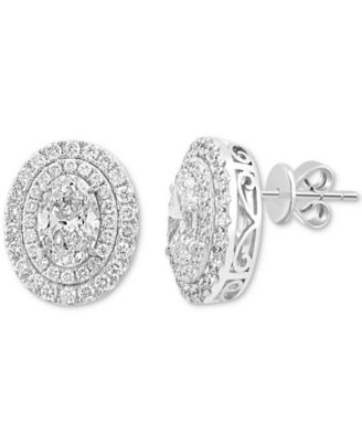 EFFY Collection - Lab Grown Diamond Oval Double Halo Stud Earrings (2-7/8 ct. t.w.) in 14k White Gold