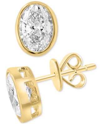 EFFY Collection - Lab Grown Diamond Oval Stud Earrings (2 ct. t.w.) in 14k Gold