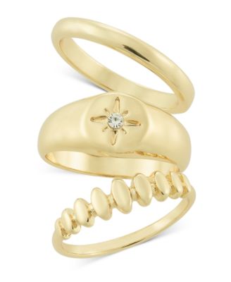 On 34th - Gold-Tone 3-Pc. Set Pav&eacute; Star Stack Rings