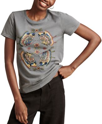 Lucky Brand - Women's Cotton Butterfly Mirror Classic Crewneck T-Shirt