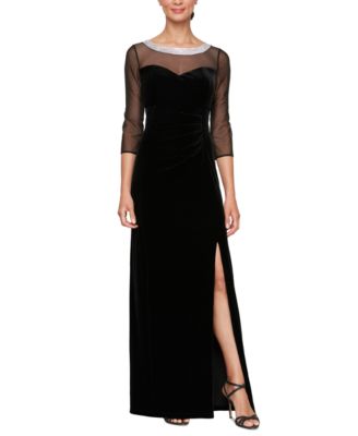 Alex Evenings - Women's Embellished Illusion-Neck  Gown