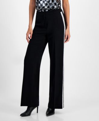 Bar III - Women's High Rise Rhinestone-Trim Pants, Created for Macy's