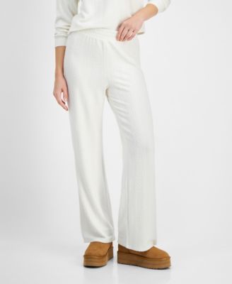 Hippie Rose - Juniors' Dream Fleece Cable-Knit Straight-Leg Pants