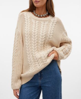 Vero Moda - Women's Svea Cable-Knit Long-Sleeve Sweater