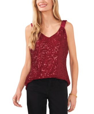 Vince Camuto - Women's Sequin V-Neck Sleeveless Top