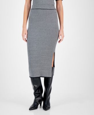 Anne Klein - Women's Sweater-Knit Skirt Side-Slit Midi Skirt