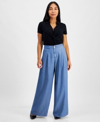 I.N.C. International Concepts - Women's High-Rise Pleated Wide-Leg Pants