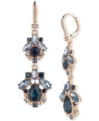 Marchesa - Mixed Cut Crystal & Stone Double Drop Earrings
