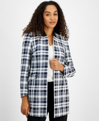 Kasper - Women's Open-Front Plaid Topper Jacket