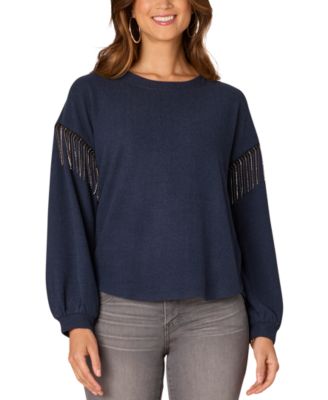 Democracy - Petite Long-Sleeve Fringe Top