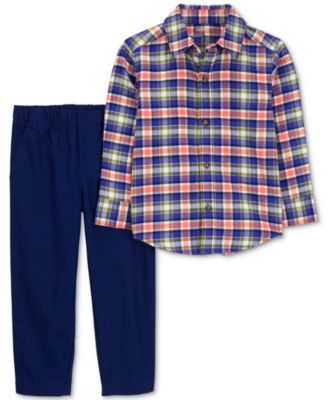 Carter's - Toddler Boys Cotton Plaid Button-Down Shirt & Pants, 2 Piece Set